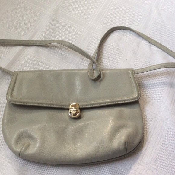 Vintage early 80's grey leather convertible handbag clutch, excellent condition - Picture 3 of 3